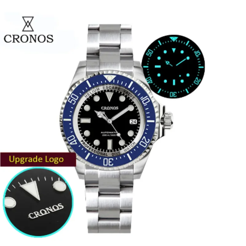 Top Trends: Cronos Automatic Diving Watch For Men Stainless Steel 2000 Meters Water Resistance Professional Diver Wrist Man Watch Shoppable Styles