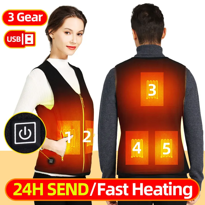 Top Trends: Usb Heated Vest Men Women Rechargeable Warming Self Heating Vest Fleece Electric Heated Jacket Clothing Thermal Waistcoat Shoppable Styles