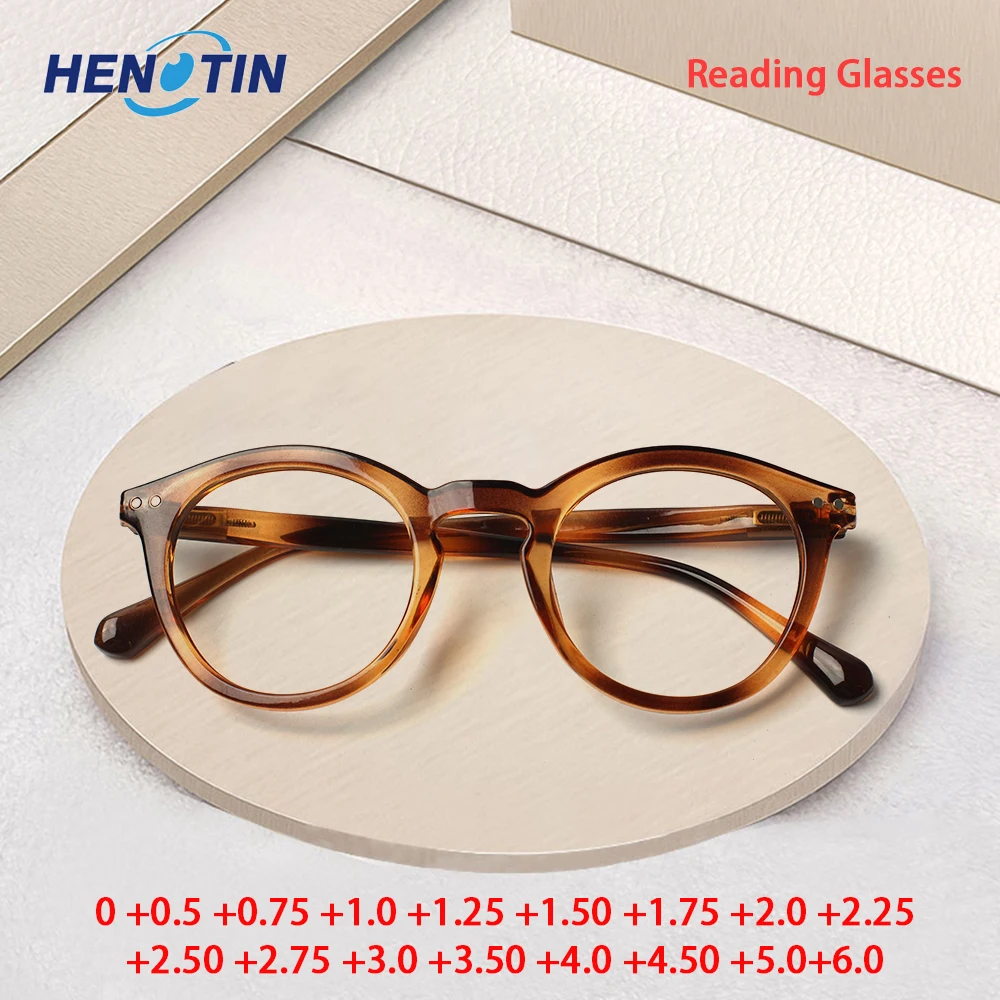 Top Trends: Henotin New Men And Women Presbyopia Reading Glasses Portable Oval Frame Spring Hinge Reader Eyes Diopter 0~+ 6.00 Shoppable Styles