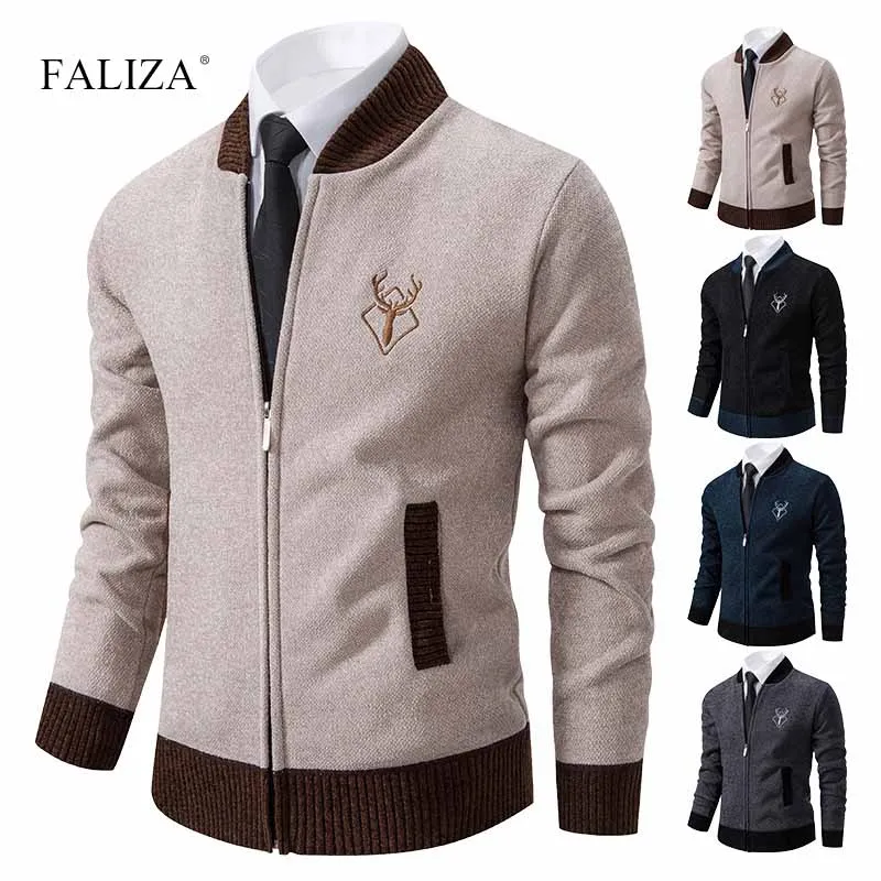 Top Trends: 2023 Mens Cardigan Knitted Sweater Baseball Collar Plush Thicken Fleece Coats Casual Knitwear Male Clothes Sweatercoats Jackets Shoppable Styles