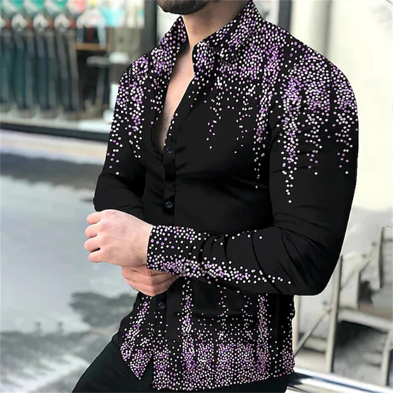 Top Trends: 2023 New Mens Shirts Single-breasted Shirts Casual Party Ball Shirts Gold Dots 3D Printed Long-sleeved Tops Men Fashion Shoppable Styles