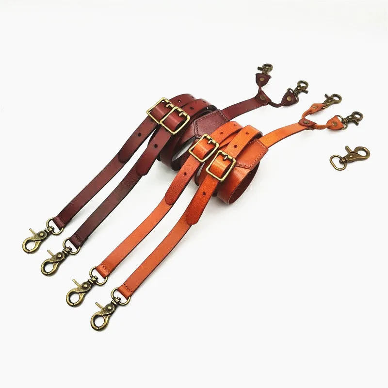 Top Trends: 2* 130cm Wide Vintage Men Suspenders Pants 4 Hooks BrownY Back Adjustable Strap Leather Suspenders Men Women's Pants Braces Man Shoppable Styles