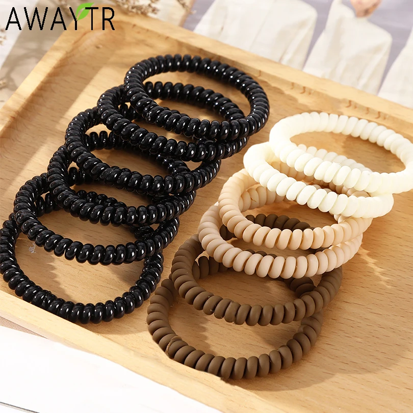 Top Trends: 6PCS Phone Cord Spiral Hair Ties Colorful Elastic Hair Bands Plastic Rubber Telephone Cord Scrunchies Hair Accessories Headwear Shoppable Styles