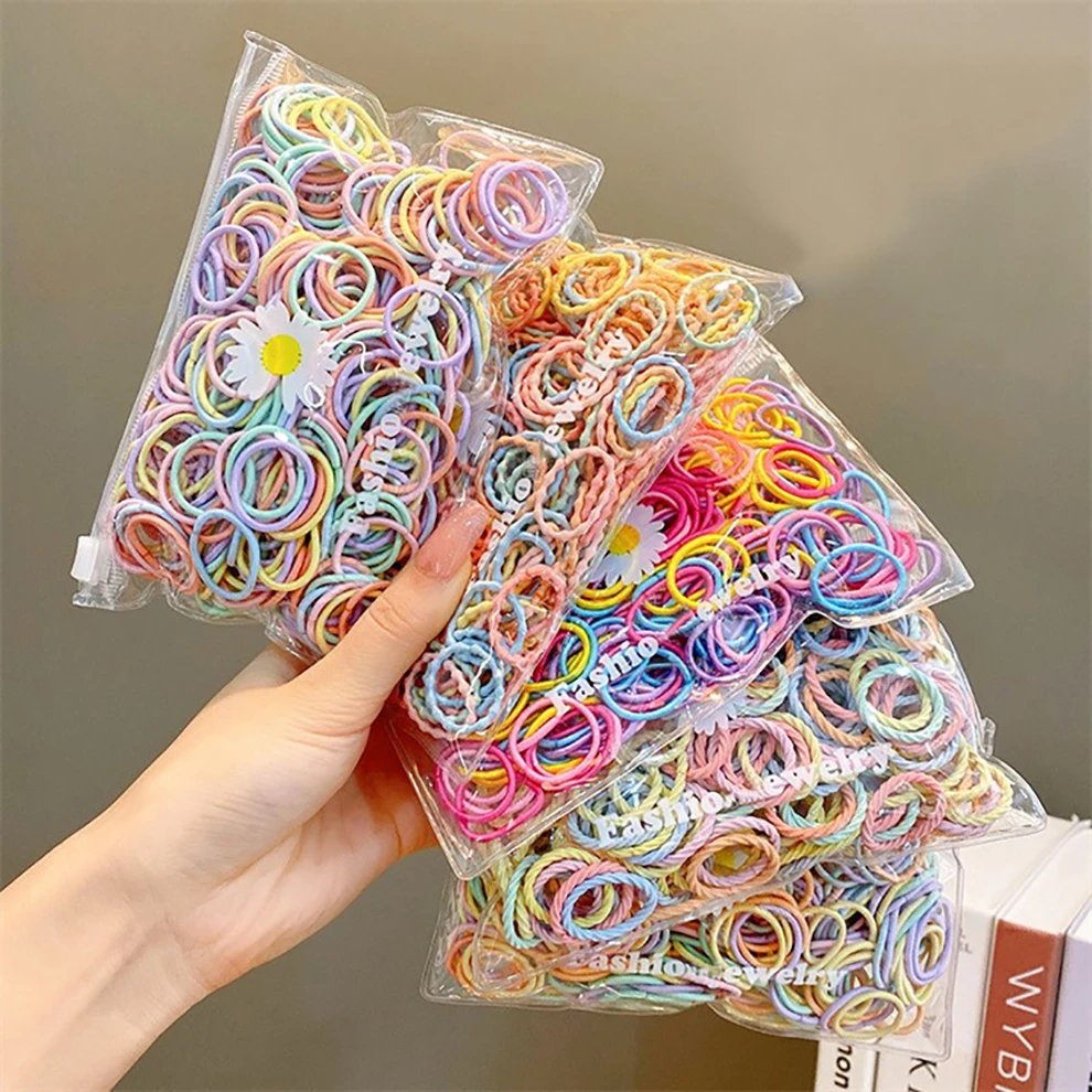 Top Trends: Molans 100pcs / Set Elastic Hair Bands Girls Hair Accessories Colorful Nylon Headband Kids Ponytail Holder Scrunchie Ornaments Shoppable Styles