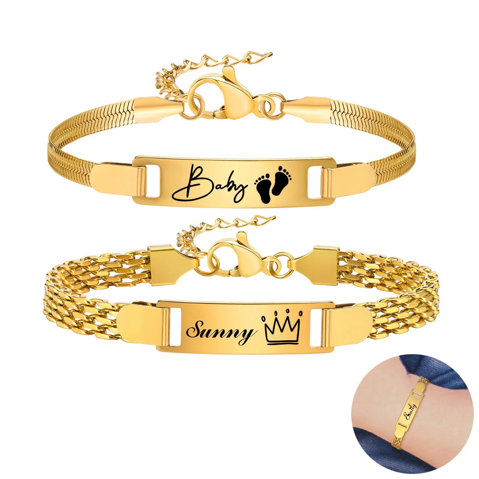 Top Trends: Personalized Baby Bracelet, Stainless Steel Engraved Name Date For Newborn Kids Son Daughter Mom Baptism Gift Shoppable Styles