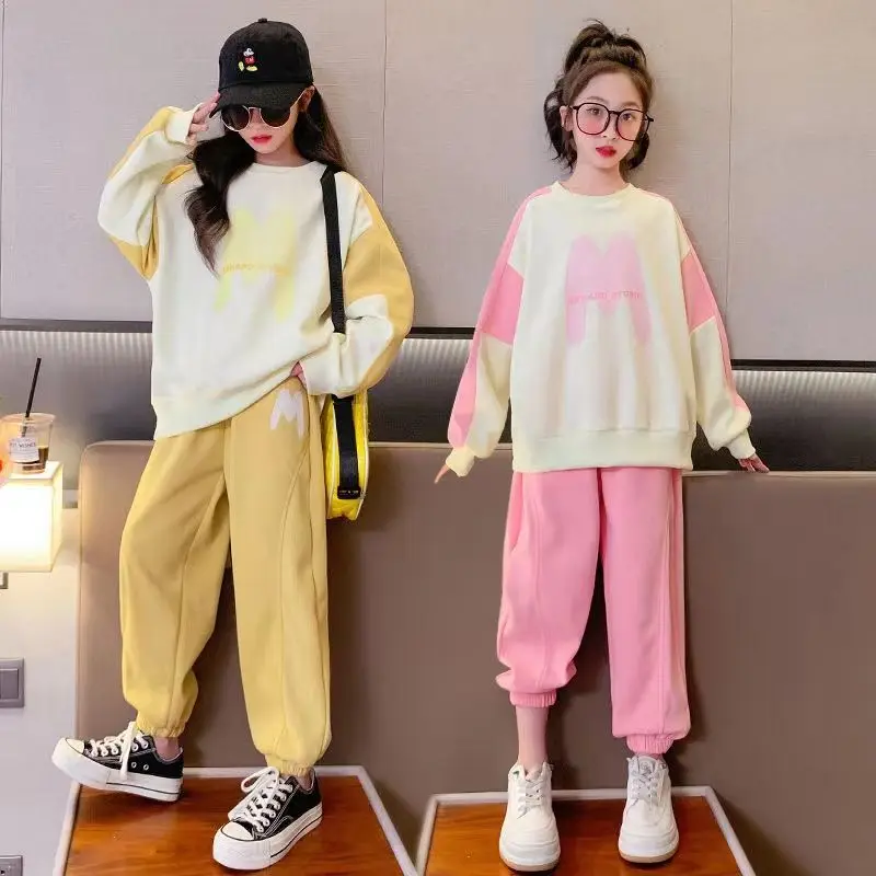 Top Trends: Girls New 2023 Spring Sports Suit Children Casual Korean Style Two Piece Sets 6 8 10 12 14 Years Youth Teenage Girls Clothing Shoppable Styles