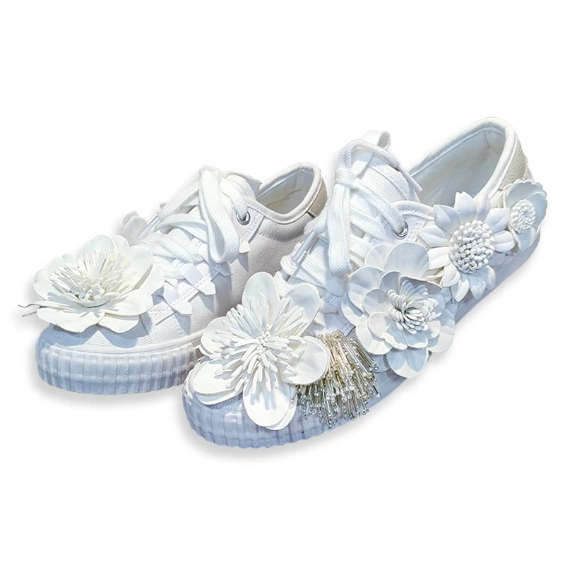 Top Trends: Summer Women Casual Shoes Female Spring White Shoes Handmade 3D Flower Sneakers Soft Flats Breathable Outdoors Footwear Shoppable Styles