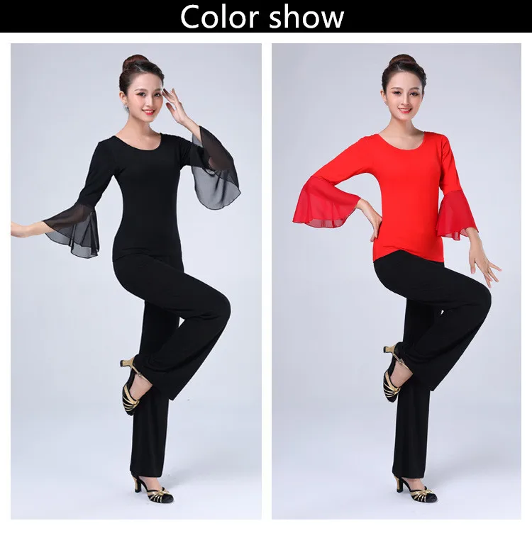 Top Trends: 2023 NEW Autumn Half Sleeve Adult Women International Ballroom Costume Modern Latin Dance Top Lady Sexy Dancewear T-shirt Shoppable Styles - Image 5