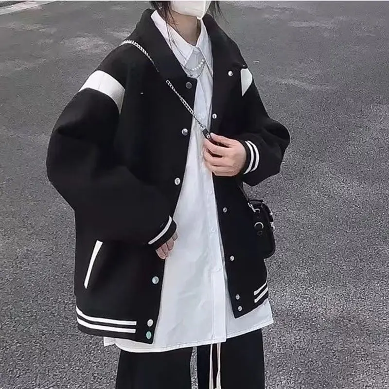 Top Trends: HOUZHOU Streetwear Bomber Jacket Women Korean Fashion Oversize Vintage Y2k Baseball Jackets Black Harajuku Casual College Coats Shoppable Styles