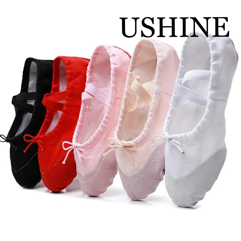 Top Trends: USHINE EU22-45 White Leather Head Yoga Slippers Teacher Gym Indoor Exercise Canvas Ballet Dance Shoes Children Kids Girls Woman Shoppable Styles