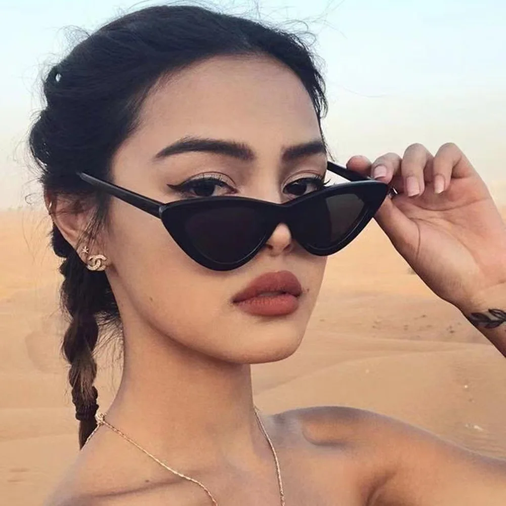 Top Trends: 2023 Vintage Triangle Cat Eye Women Sunglasses Personality PC Frame Resin Lens Travel Eyewear Girls Cute Small Frame Goggles Shoppable Styles