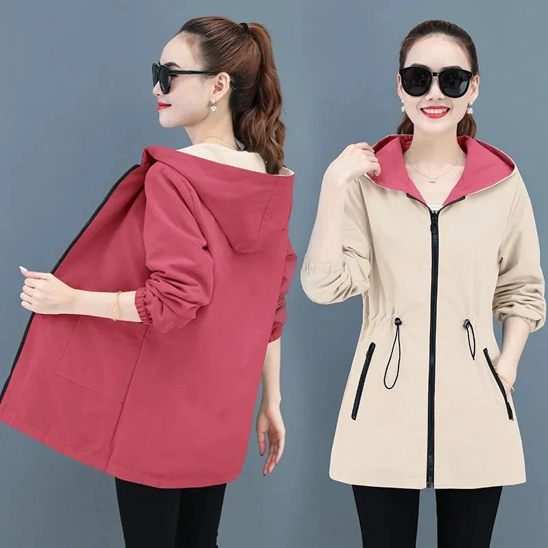 Top Trends: Double-Sided Windbreaker Mid-Length Women'S Coat 2023 New Women Trench Coat Korean Spring Autumn Loose Oversize 4xl Jacket Top Shoppable Styles