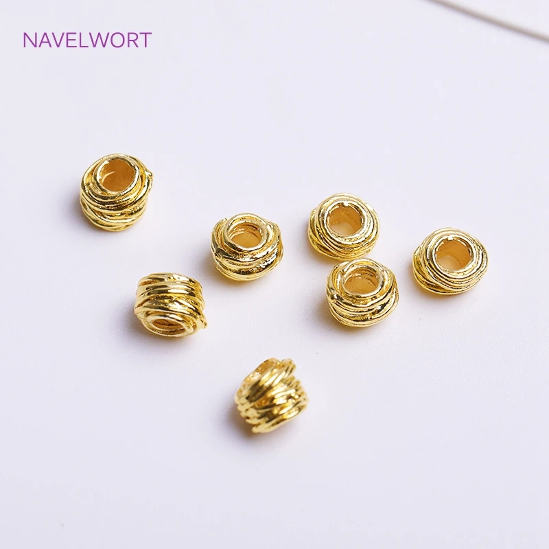 Top Trends: 5mm*6mm 18K Gold Plating Brass Irregular Beads High Quality Stripe Spacer Beads For Fashion Jewelry Making Supplies Wholesale Shoppable Styles