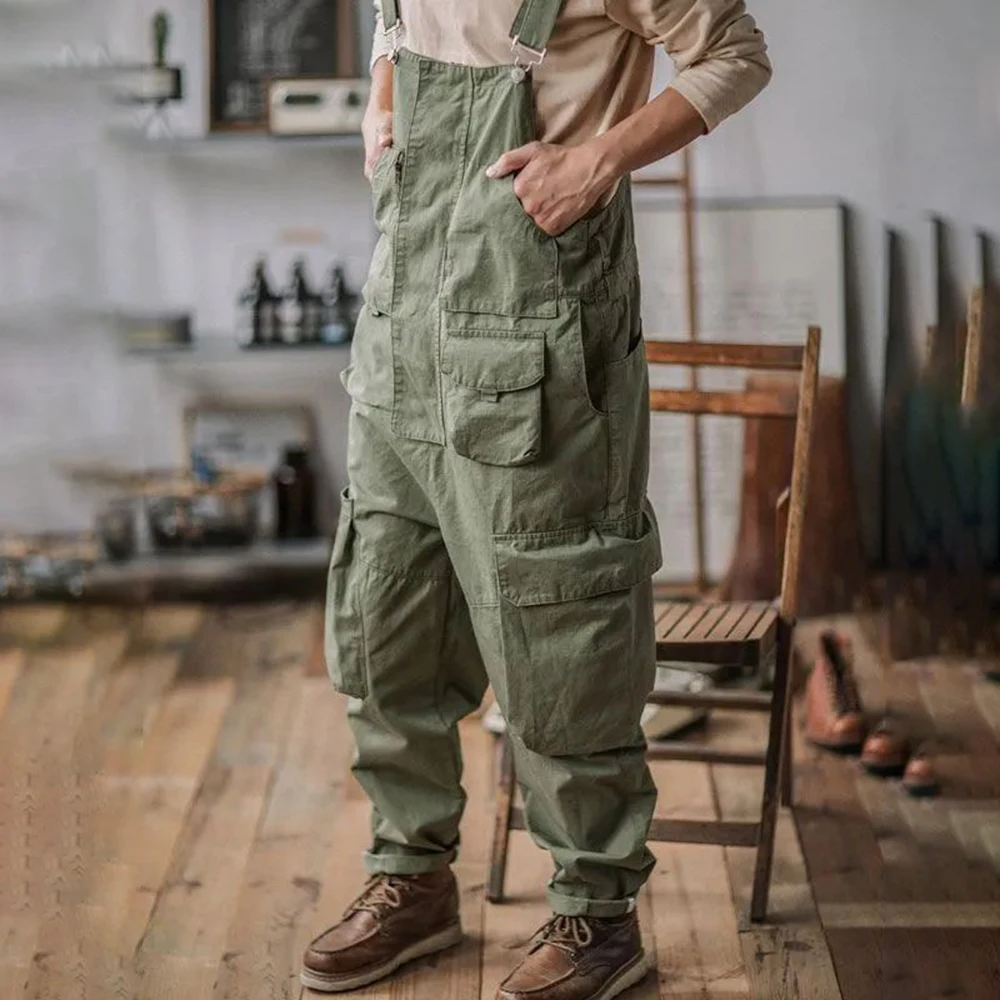 Top Trends: Loose Casual Overalls Men's Straight Overalls Overalls American Retro Ami Khaki Trend All-match One-piece Suspenders Trousers Shoppable Styles