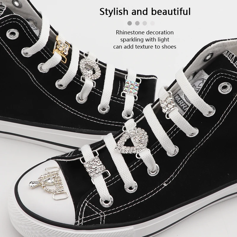 Top Trends: Rhinestone Diamond Shoelaces Metal Buckle For AF1 Luxurious Shoe Decorations Charms Metal Laces Lock Sneakers Shoes Accessories Shoppable Styles