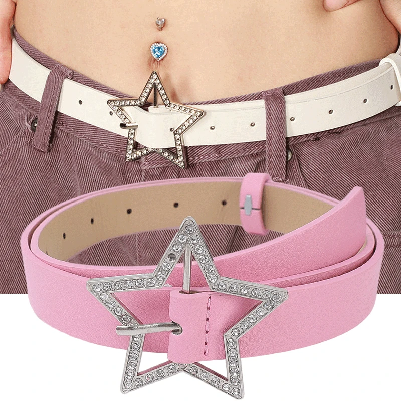 Top Trends: New Star-shaped Crystal Buckle Belt For Women Fashion Y2k Waist Strap Spicy Girl Jeans Dress Decorative Waistband Accessories Shoppable Styles