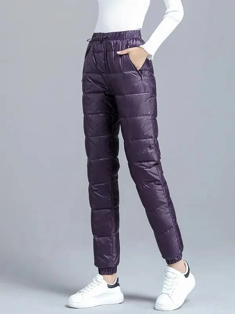 Top Trends: Down Cotton Thicken Harem Pants Warm Winter Casual Thick Fluffy Women Ankle-length Pantalones Snow Wear High Waist Spodnie Shoppable Styles