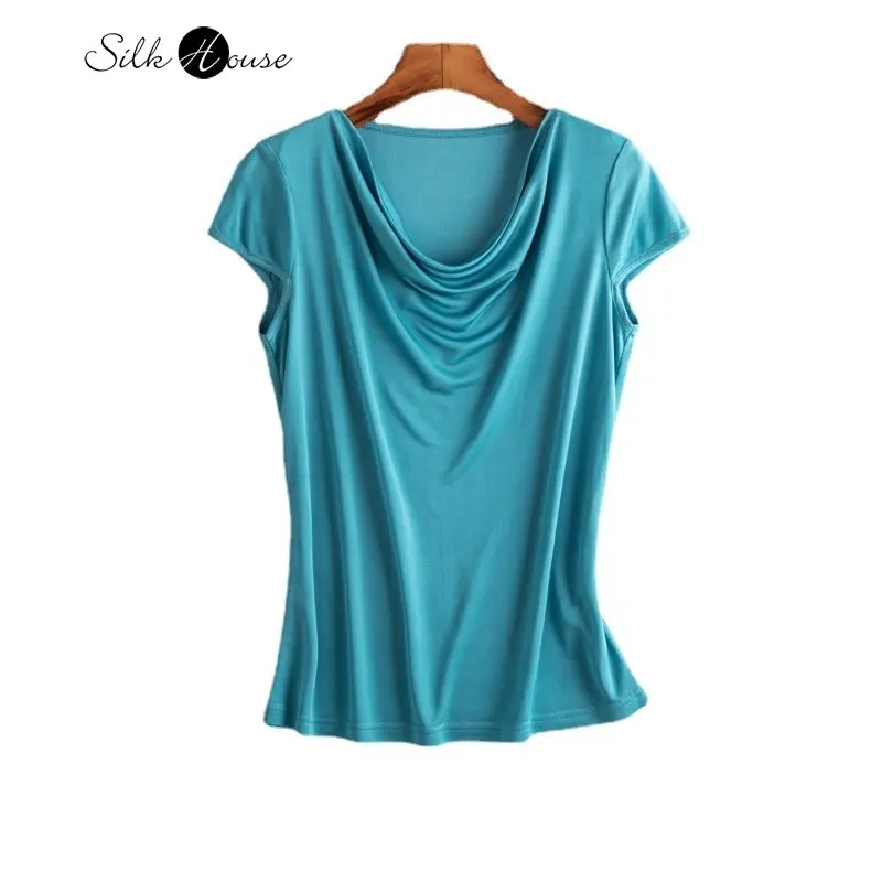 Top Trends: Spring And Summer Women&#039;s Silk Short Sleeve Top Swing Collar Undercoat Silk T-shirt Women&#039;s Fashion Top New Shoppable Styles