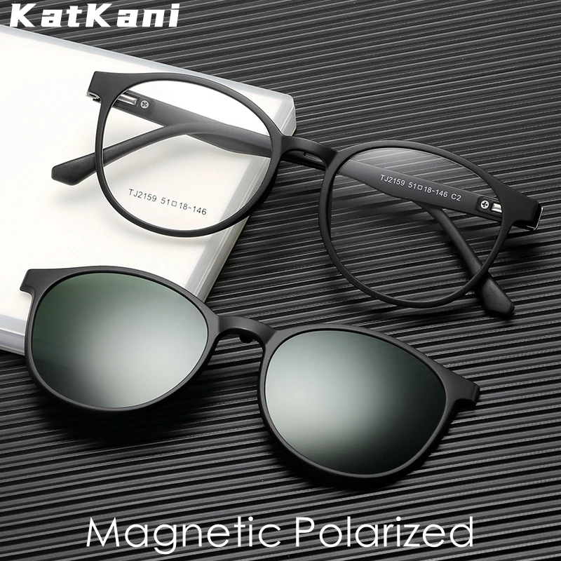 Top Trends: KatKani Ultra Light Magnetic Polarized Sunglasses Retro Round Fashion Optical Prescription Glasses Frame Men And Women TJ2159 Shoppable Styles