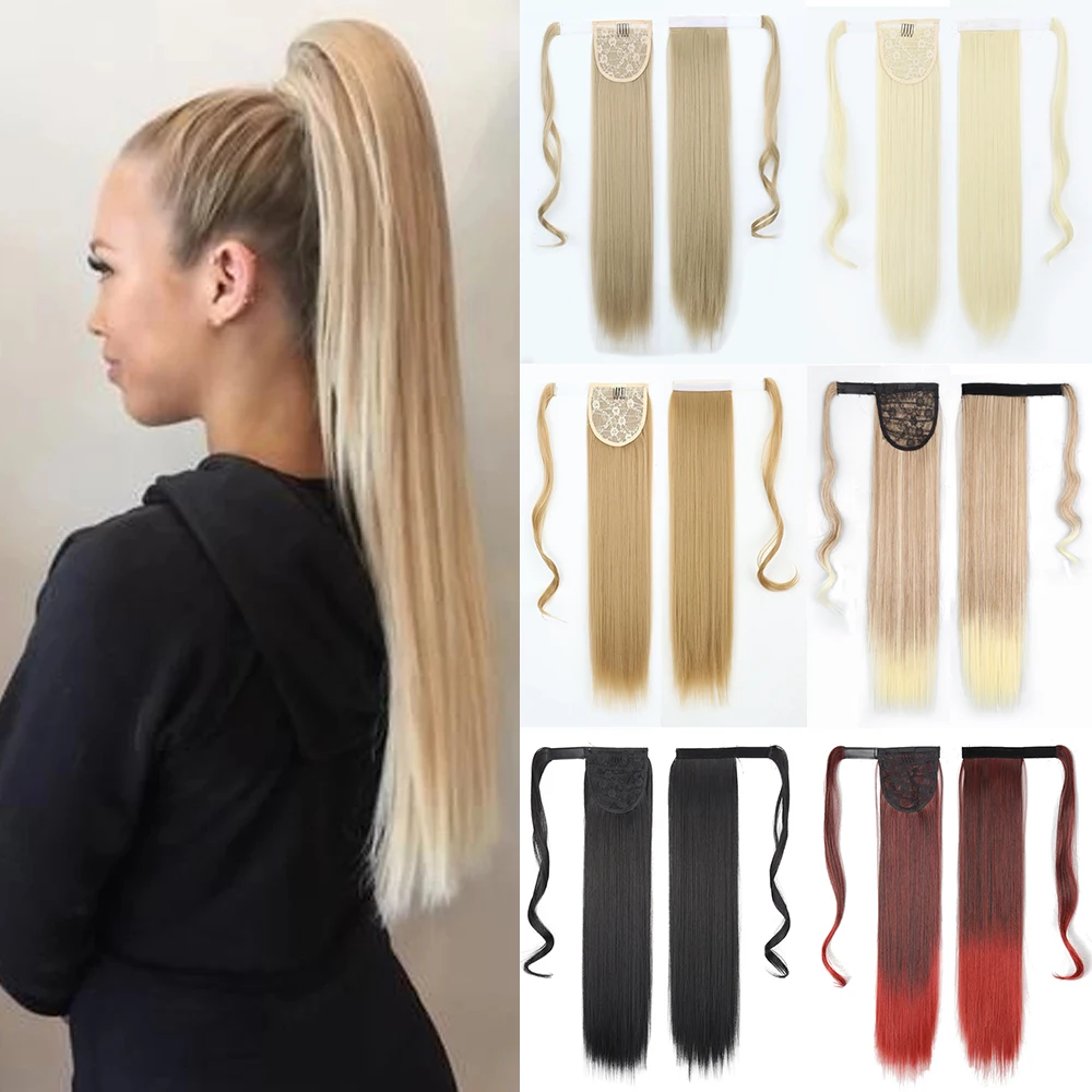 Top Trends: Azqueen Synthetic Long Straight Wrap Around Clip In Ponytail Hair Extension Heat Resistant Pony Tail Fake Hair Shoppable Styles