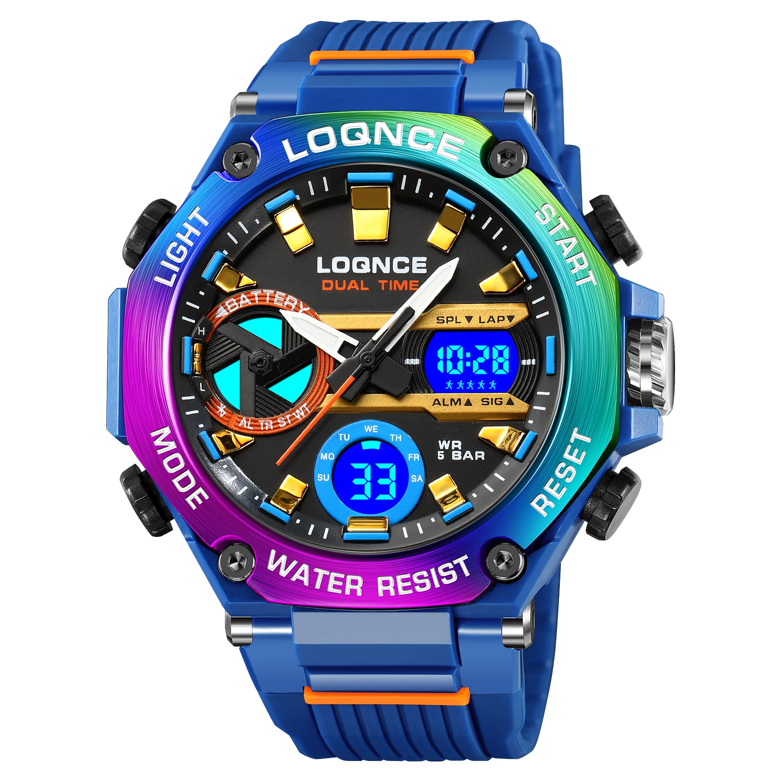 Top Trends: 2023 New LOQNCE Watch 98001 High Quality Digital-Analog Dual Movement Men&#039;s Watches 5ATM Waterproof Watches Youth Sports Style Shoppable Styles