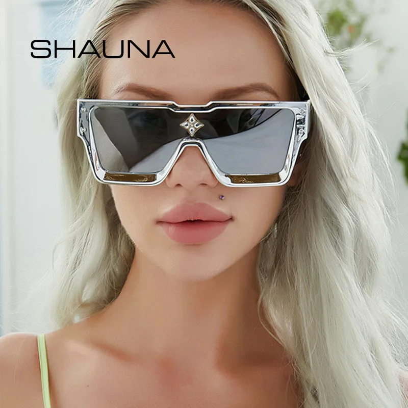 Top Trends: SHAUNA Luxury Crystal Oversized Women Square Sunglasses Trending Men Shades UV400 Shoppable Styles