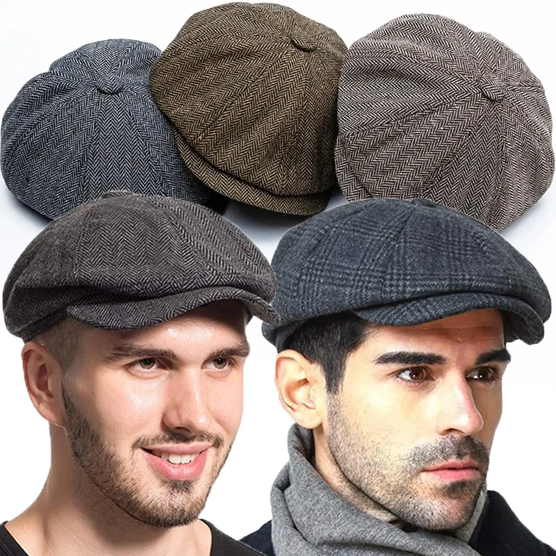 Top Trends: Newsboy Hat Men Beret Cabbie Driving Hunting Caps Vintage Tweed Peaky Blinders Berets Flat Peaked Cap Street Hats For Men Women Shoppable Styles