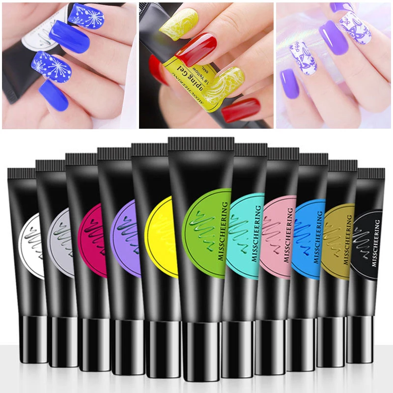 Top Trends: 1 Bottle 12 Colors 8ml Stamping Gel Polish Black White Gold Silver Nail Stamping Gel Printing Polish Soak Off Gel Varnish YZL9 Shoppable Styles