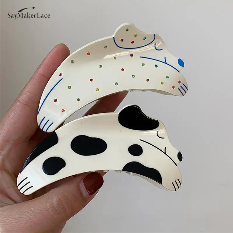 Top Trends: New Design Charms Lovely Color Rhinestones Dog Dalmatian Animal Hair Clips Headwear Hairpin For Women Hair Accessories Shoppable Styles