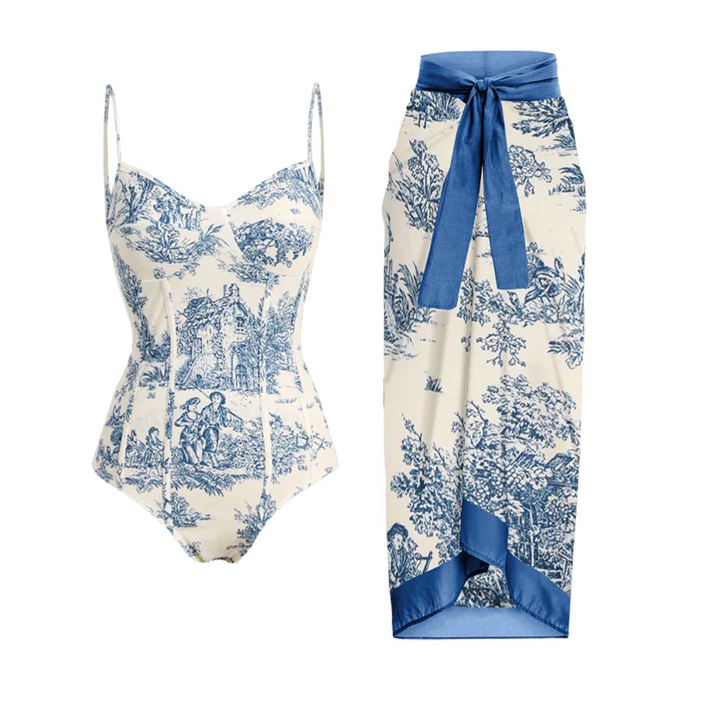 Top Trends: 2023 New Printing Simple And Fashionable One-Piece Swimsuit Sling-Style Slim Gather Bikini High Waist Open Back Beachwear Shoppable Styles