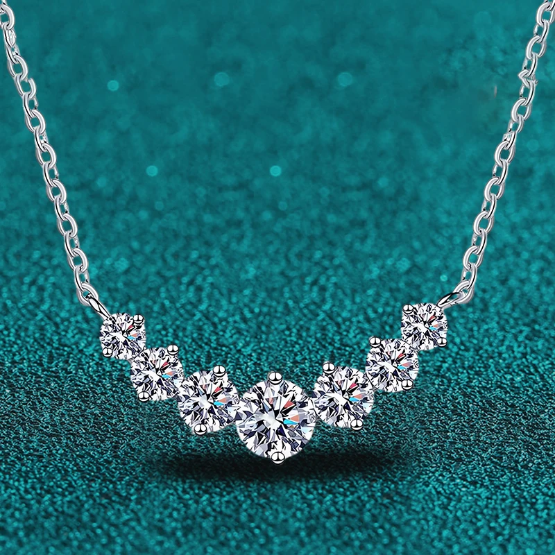 Top Trends: Full Moissanite Diamond Necklace For Women 925 Sterling Sliver With Plated White Gold Neck Pendent Wedding Fine Jewely Shoppable Styles