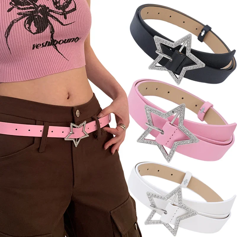 Top Trends: Y2K Belts For Women Spice Girls Pink Black White Belt Denim Star PU Leather Rhinestones Belt Ins Sweet Cool Corset Jeans Belts Shoppable Styles