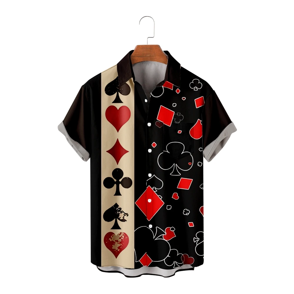 Top Trends: Spliced Poker Pattern Y2k Hawaiian Men's Shirt Summer Fashion Beach Street Clothing Men's T-shirt Short Sleeve Large Shirt Shoppable Styles