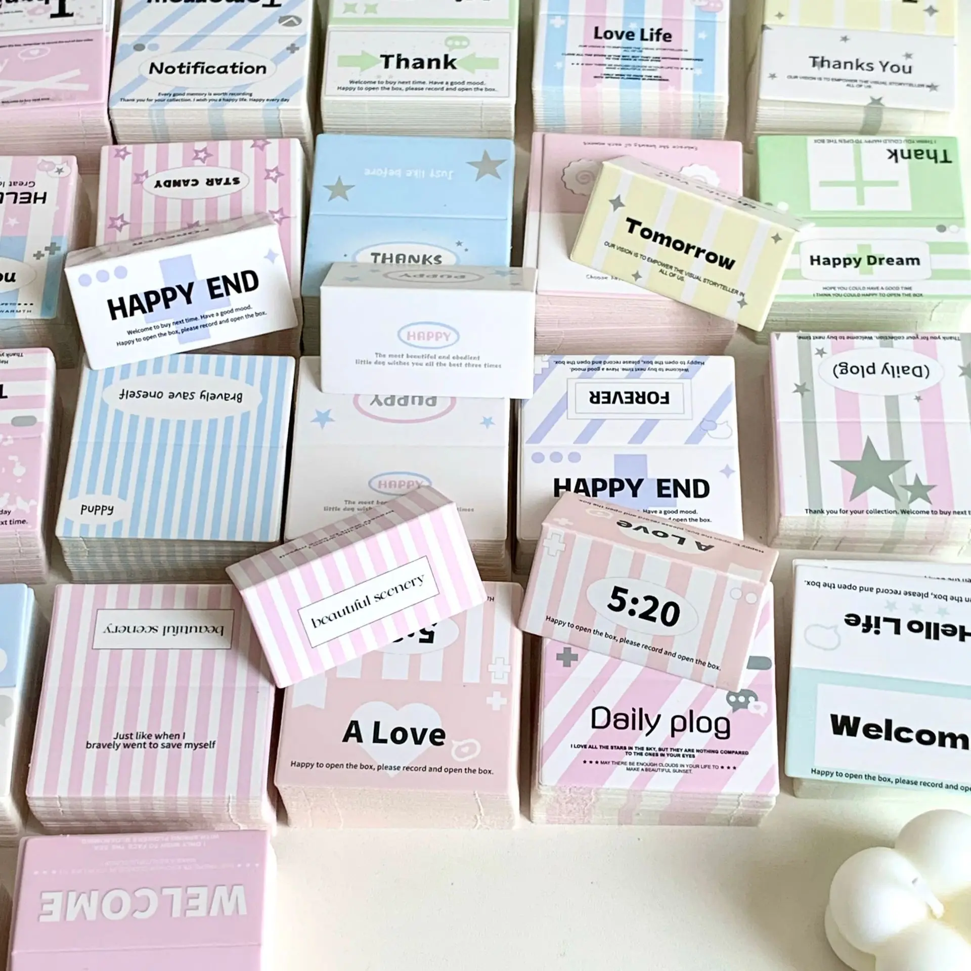 Top Trends: 27 / 54pcs 5.4x5.4cm Korean Foldable Packaging Cards Mini Half Fold Card Head Love Bean Small Labels For Jewelry Retail Gift Cards Shoppable Styles