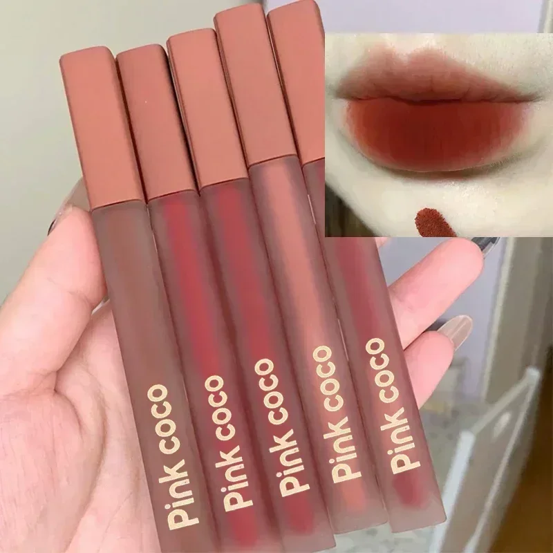 Top Trends: Waterproof Matte Lip Glaze Sexy Nude Red Velvet Long Lasting Lip Gloss Non-stick Cup Liquid Lipsticks Lip Makeup Korean Cosmetic Shoppable Styles