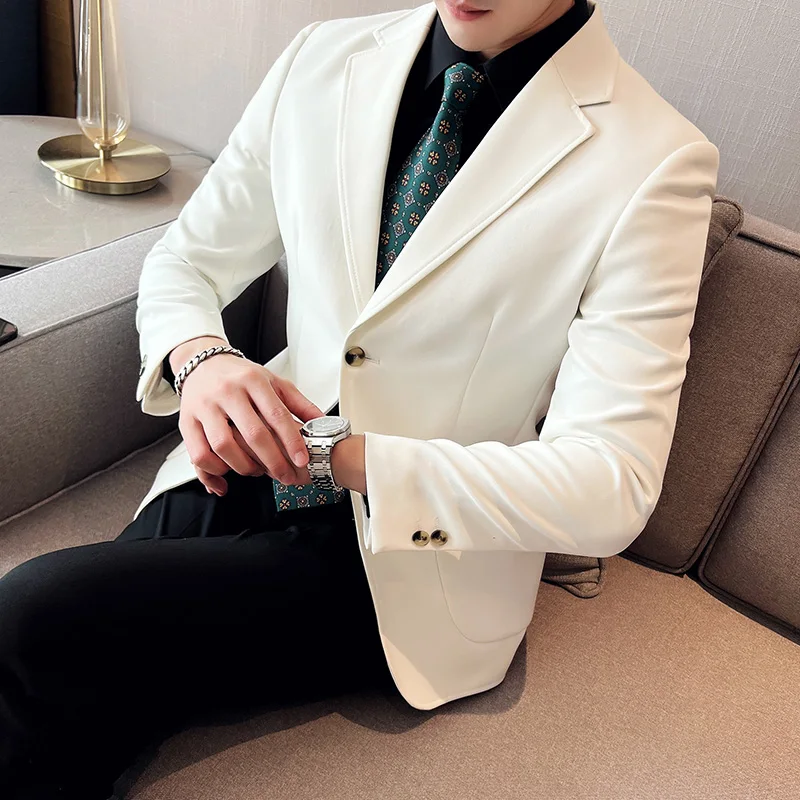 Top Trends: 2023New Small Suit Men&#039;s Fashion Jacket Slim Handsome Spring And Autumn Men&#039;s Tuxedo British Casual Men&#039;s Coat / Men Blazer Shoppable Styles