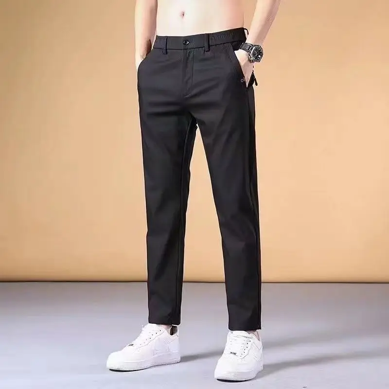 Top Trends: 2023 Spring And Autumn Korean Edition Trendy High Waist Pocket Small Foot Slim Fit Straight Leg Simple Versatile Casual Pants Shoppable Styles