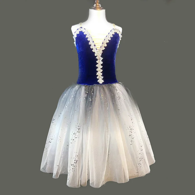 Top Trends: Blue Long Romantic Ballet Tutu Girl Women Ballet Costume Performance Ballet Dance Dress Girls Tutu Skirts Tulle Dance Wear Shoppable Styles