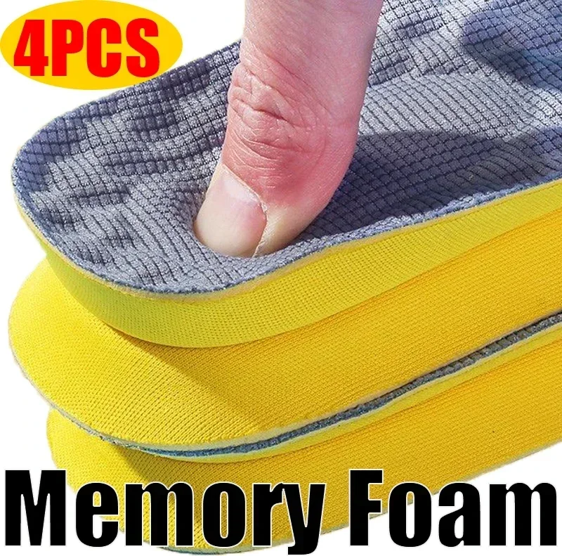 Top Trends: 4Pcs Soft Latex Memory Foam Insoles Women Men Sport Running Foot Support Shoe Pad Breathable Orthopedic Feet Care Insert Cushion Shoppable Styles