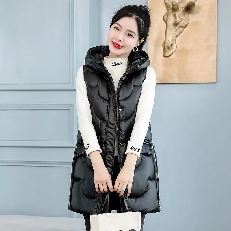 Top Trends: New 2023 Winter Hooded Vest Down Jacket Female Parkas Sleeveless Coat Thicken Long Casual Zipper Outwear Women's Waistcoats Shoppable Styles