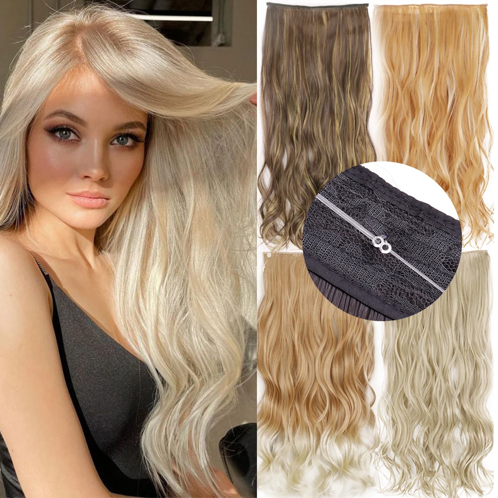 Top Trends: MERISIHAIR 16 22 32" No Clip Invisible Wire Synthetic Hair Extensions Straight Black One Piece False Hairpiece Hair Extension Shoppable Styles