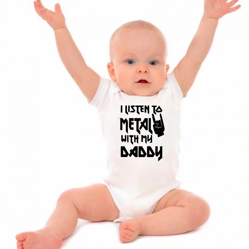 Top Trends: I Listen Ta Metal Rock With My Daddy Cute Baby Boy Clothes Bodysuits 100% Cotton Fashion Trend Infant Onesie Toddler One-pieces Shoppable Styles