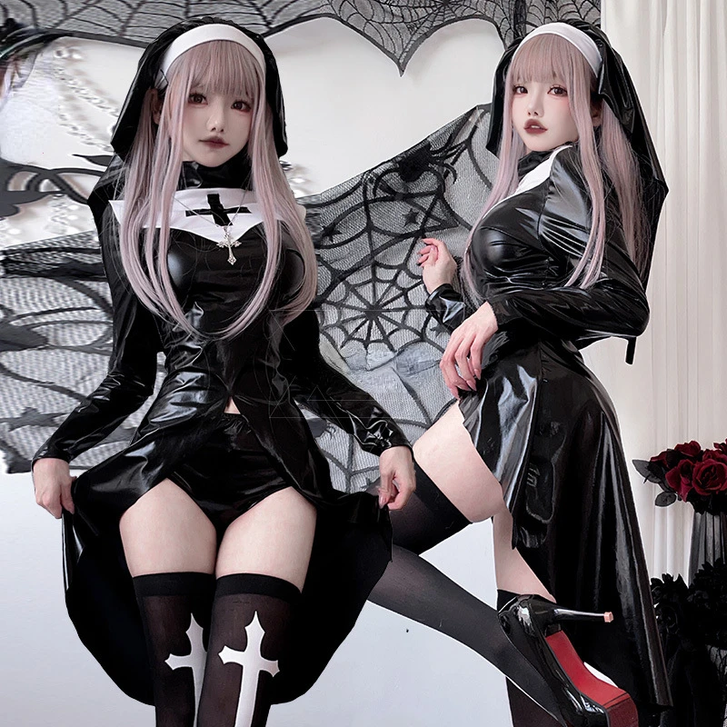 Top Trends: Vampire Nun Uniform Women Halloween Adult Cosplay Costume Cross Dark Sexy Gothic Party Rave Clothes Shoppable Styles