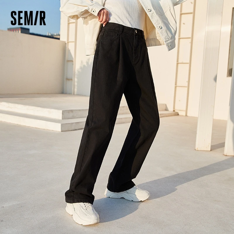 Top Trends: Semir Jeans Women Pleated Design Mopping Pants 2021 Black Loose Pants Girls Spring And Autumn Wide-Leg Pants Shoppable Styles