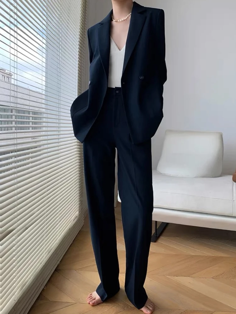 Top Trends: Vintage Loose Women Trousers Suits Formal Casual Business Jacket & Pencil Pants Ladies Two Pieces Blazer Set Femme Outfits New Shoppable Styles