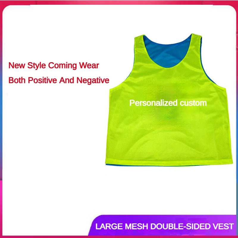 Top Trends: 6 / 12PCS Double Layer Reversible Wear Football Vest Jerseys Number Shirt Match Mesh Loose Sports Soccer Competition Training Vest Shoppable Styles