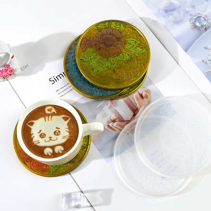 Top Trends: DIY Crystal Silicone Mold Flower Pattern Coaster Mold Round Tea Coaster Cup Pad Tray Mirror Resin Silicone Casting Mould Shoppable Styles - Image 5