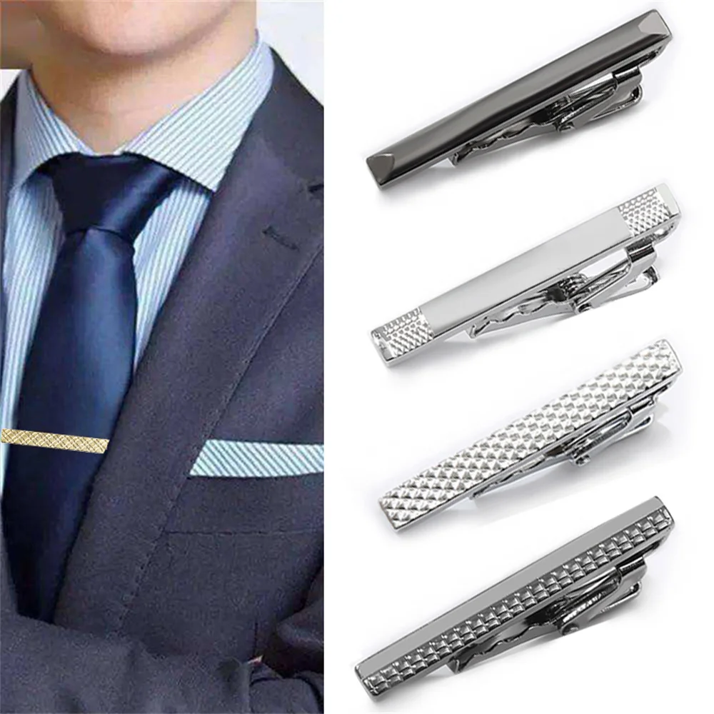 Top Trends: Metal Tie Clip Men's Necktie Dress Shirts Tie Pin Silver Gold Color For Business Wedding Ceremony Practical Tie Clasps 4.5cm Shoppable Styles