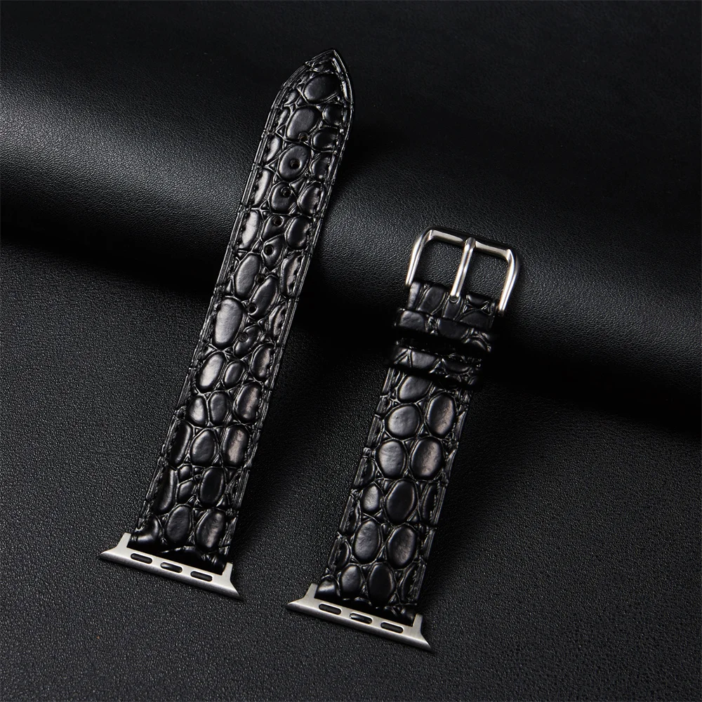 Top Trends: Crocodile Pattern Design Calfskin Leather Watchband For Apple Watch 8 / 7 / 6 / 5 / 4 / 3 / se / ultra Iwatch Strap 38 / 40 / 41 / 42 / 44 / 45 / 49mm Shoppable Styles