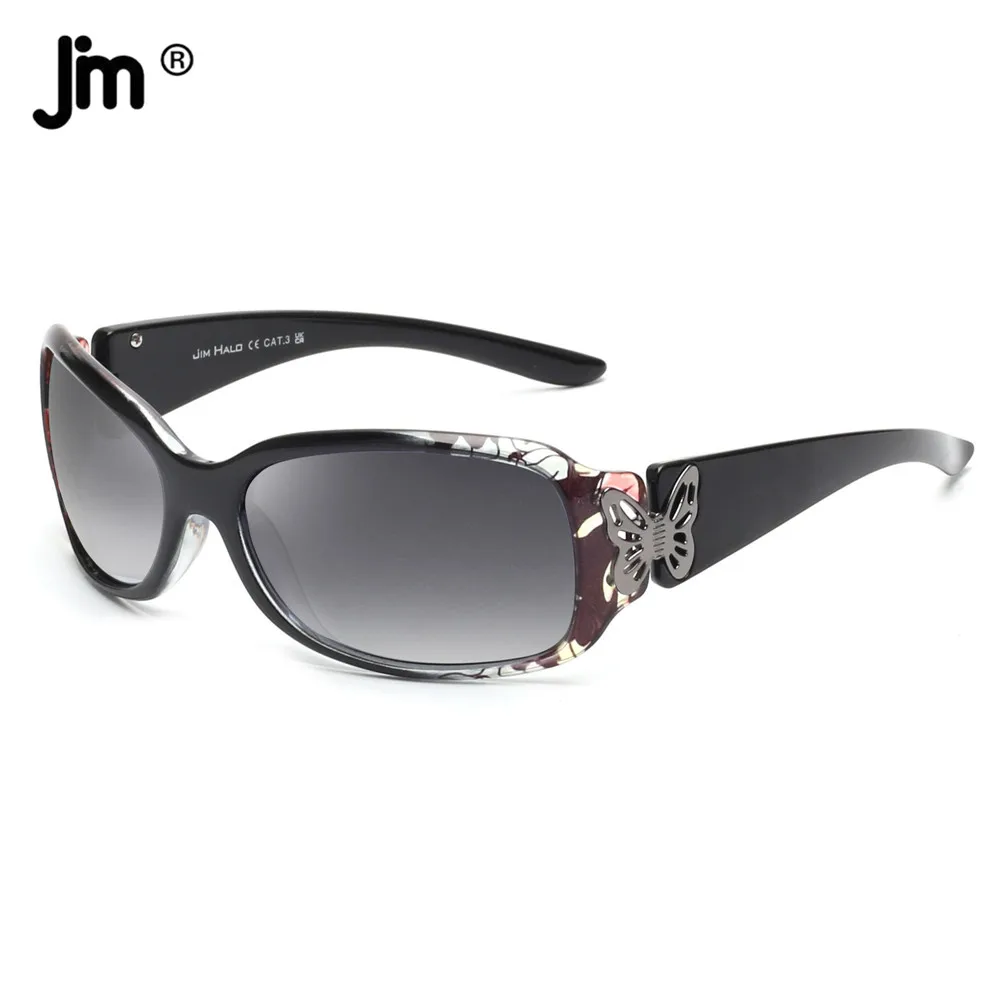 Top Trends: JM Retro Floral Print Polarized Sunglasses Women Lady Vintage Butterfly Decor Oval Gradient Sun Glasses UV400 Shoppable Styles